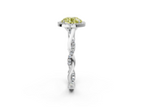 White gold Fancy Yellow Round  Halo Twist Band Solitaire Ring_2