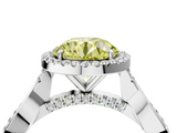 White gold Fancy Yellow Round  Halo Twist Band Solitaire Ring_4