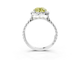 White gold Fancy Yellow Round  Halo Twisted Band Four-Prong Diamond Ring_3