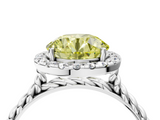 White gold Fancy Yellow Round  Halo Twisted Band Four-Prong Diamond Ring_4