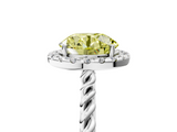 White gold Fancy Yellow Round  Halo Twisted Band Four-Prong Diamond Ring_5