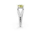 White gold Fancy Yellow Round  Halo Twisted Band Four-Prong Ring_34