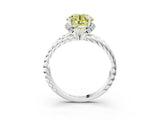 White gold Fancy Yellow Round  Halo Twisted Band Four-Prong Ring_35