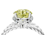 White gold Fancy Yellow Round  Halo Twisted Band Four-Prong Ring_36