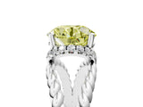 White gold Fancy Yellow Round  Halo Twisted Band Four-Prong Ring_37