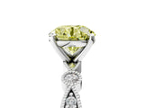 White gold Fancy Yellow Round  Milgrain Bezel Diamond Engagement Ring with Solitaire Prong Setting_34