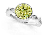 White gold Fancy Yellow Round  Milgrain Marquise Diamond Twist Band Ring_75
