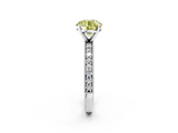 White gold Fancy Yellow Round  Milgrain Pave Diamond Engagement Ring with Four-Prong Setting_2