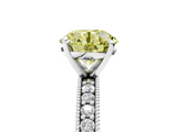 White gold Fancy Yellow Round  Milgrain Pave Diamond Engagement Ring with Four-Prong Setting_5