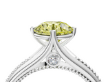 White gold Fancy Yellow Round  Solitaire Beaded Band Six-Prong Setting_4