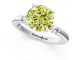 White gold Fancy Yellow Round  Solitaire Beaded Band with Four-Prong Setting_1