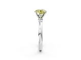 White gold Fancy Yellow Round  Solitaire Beaded Band with Four-Prong Setting_2