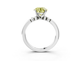 White gold Fancy Yellow Round  Solitaire Beaded Band with Four-Prong Setting_3