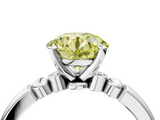 White gold Fancy Yellow Round  Solitaire Beaded Band with Four-Prong Setting_4