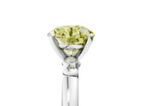 White gold Fancy Yellow Round  Solitaire Beaded Band with Four-Prong Setting_5
