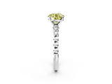 White gold Fancy Yellow Round  Solitaire Bezel Accent Diamond Engagement Ring with Beaded Band and Four-Prong Setting_2