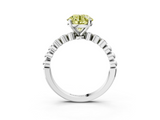White gold Fancy Yellow Round  Solitaire Bezel Accent Diamond Engagement Ring with Beaded Band and Four-Prong Setting_3
