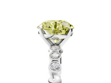 White gold Fancy Yellow Round  Solitaire Bezel Accent Diamond Engagement Ring with Beaded Band and Four-Prong Setting_5