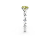 White gold Fancy Yellow Round  Solitaire Bezel-Set Diamond Ring with Beaded Band and Four-Prong Setting_50