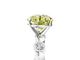 White gold Fancy Yellow Round  Solitaire Bezel-Set Diamond Ring with Beaded Band and Four-Prong Setting_58