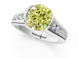 White gold Fancy Yellow Round  Solitaire Bezel-Set Diamond Ring with Channel-Set Band_1