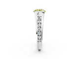 White gold Fancy Yellow Round  Solitaire Bezel-Set Diamond Ring with Channel-Set Band_2