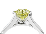 White gold Fancy Yellow Round  Solitaire Bezel-Set Diamond Ring with Channel-Set Band_4