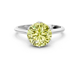 White gold Fancy Yellow Round  Solitaire Cathedral Diamond Ring with Six-Prong Setting