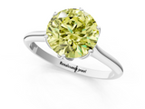 White gold Fancy Yellow Round  Solitaire Cathedral Diamond Ring with Six-Prong Setting_1