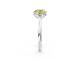 White gold Fancy Yellow Round  Solitaire Cathedral Diamond Ring with Six-Prong Setting_2