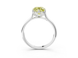 White gold Fancy Yellow Round  Solitaire Cathedral Diamond Ring with Six-Prong Setting_3