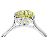 White gold Fancy Yellow Round  Solitaire Cathedral Diamond Ring with Six-Prong Setting_4