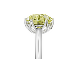 White gold Fancy Yellow Round  Solitaire Cathedral Diamond Ring with Six-Prong Setting_5
