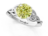 White gold Fancy Yellow Round  Solitaire Celtic Knot Engagement Ring with Four-Prong Setting_1