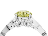 White gold Fancy Yellow Round  Solitaire Celtic Knot Engagement Ring with Four-Prong Setting_4