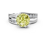 White gold Fancy Yellow Round  Solitaire Channel-Set Split Shank Ring with Tension Prong Setting_3