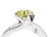 White gold Fancy Yellow Round  Solitaire Channel-Set Split Shank Ring with Tension Prong Setting_7