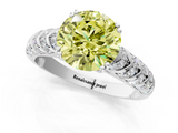 White gold Fancy Yellow Round  Solitaire Chevron Pave Diamond Engagement Ring with Six-Prong Setting_1