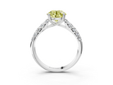 White gold Fancy Yellow Round  Solitaire Chevron Pave Diamond Engagement Ring with Six-Prong Setting_3
