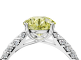White gold Fancy Yellow Round  Solitaire Chevron Pave Diamond Engagement Ring with Six-Prong Setting_4
