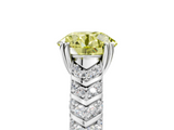 White gold Fancy Yellow Round  Solitaire Chevron Pave Diamond Engagement Ring with Six-Prong Setting_5