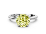 White gold Fancy Yellow Round  Solitaire Diamond Engagement Ring with Four-Prong Setting on a Classic Band_3