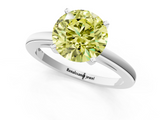 White gold Fancy Yellow Round  Solitaire Diamond Engagement Ring with Four-Prong Setting on a Classic Band_4