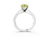 White gold Fancy Yellow Round  Solitaire Diamond Engagement Ring with Four-Prong Setting on a Classic Band_6