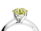 White gold Fancy Yellow Round  Solitaire Diamond Engagement Ring with Four-Prong Setting on a Classic Band_7
