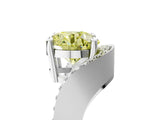 White gold Fancy Yellow Round  Solitaire Diamond Engagement Ring with Pave Band and Four-Prong Setting 5