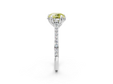 White gold Fancy Yellow Round  Solitaire Diamond Engagement Ring with Pave Band and Six-Prong Setting_2