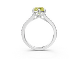 White gold Fancy Yellow Round  Solitaire Diamond Engagement Ring with Pave Band and Six-Prong Setting_3