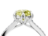 White gold Fancy Yellow Round  Solitaire Diamond Engagement Ring with Pave Band and Six-Prong Setting_4