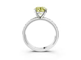 White gold Fancy Yellow Round  Solitaire Diamond Engagement Ring with XO Engraved Band and Four-Prong Setting 3
